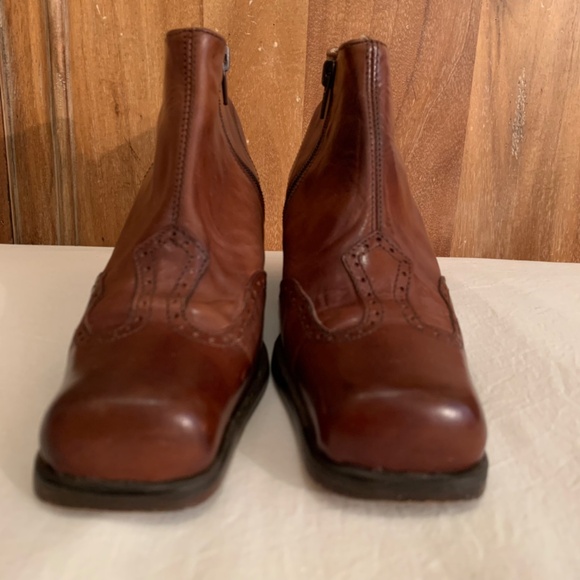 Shelly's London Brown Square Toe Zip Up Booties Size 5.5 - Picture 4 of 16